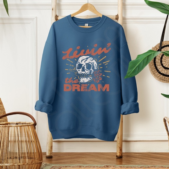 Living the Dream Skull Crewneck Sweatshirt - Picture 6 of 10